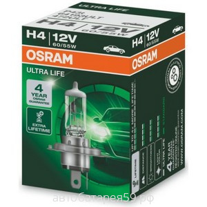 лампа osram 12v h4 (60/55) p43t-38 ultra life 64193ult