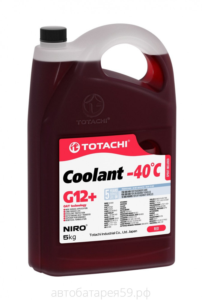 антифриз totachi niro coolant  red  -40c g12+  5кг