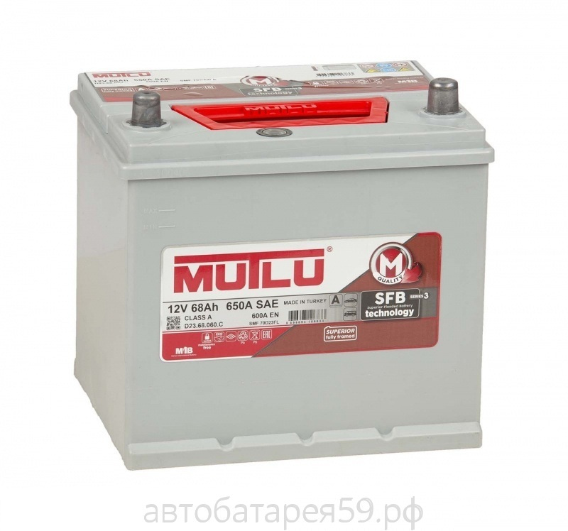 аккумулятор mutlu sfb m3 68 о.п. азия smf70d23fl