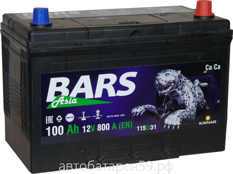 аккумулятор bars 100 о.п. азия 