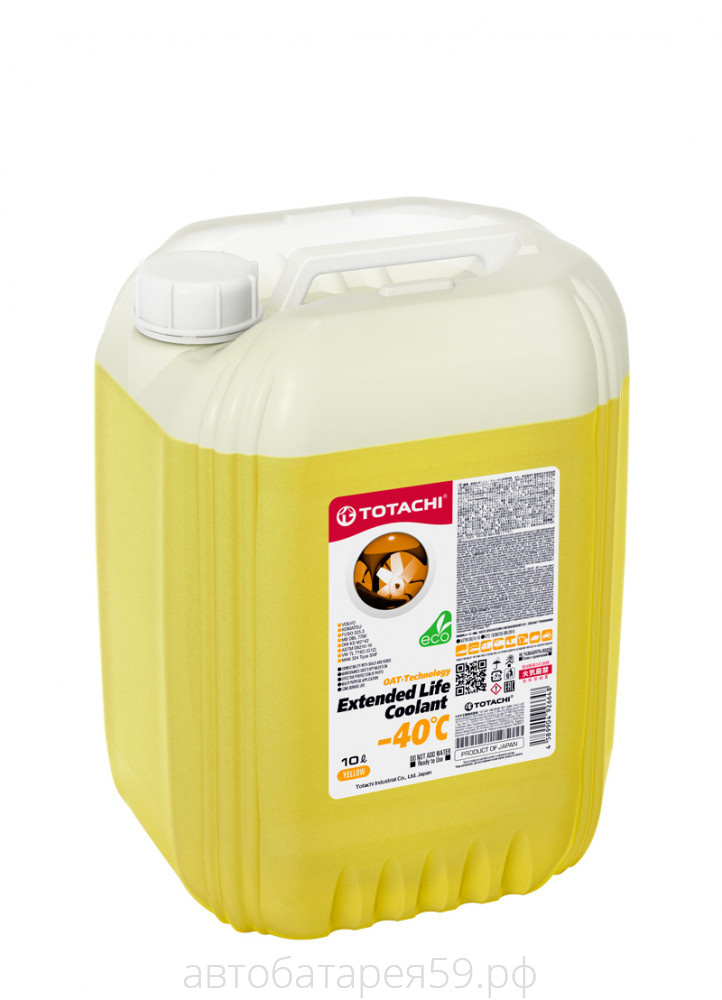 жидкость охлаждающая низкозамерзающая totachi extended life coolant yelloow -40c  10л