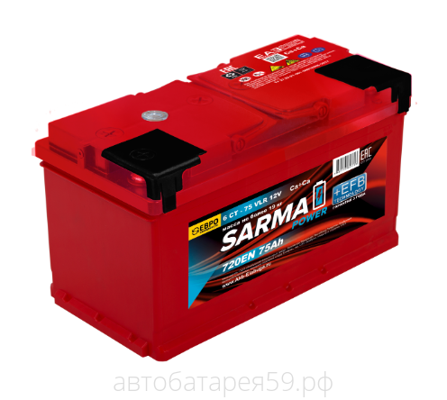 аккумулятор sarma power efb 75 о.п.