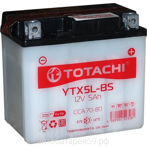 аккумулятор totachi мото agm ytx5l-bs