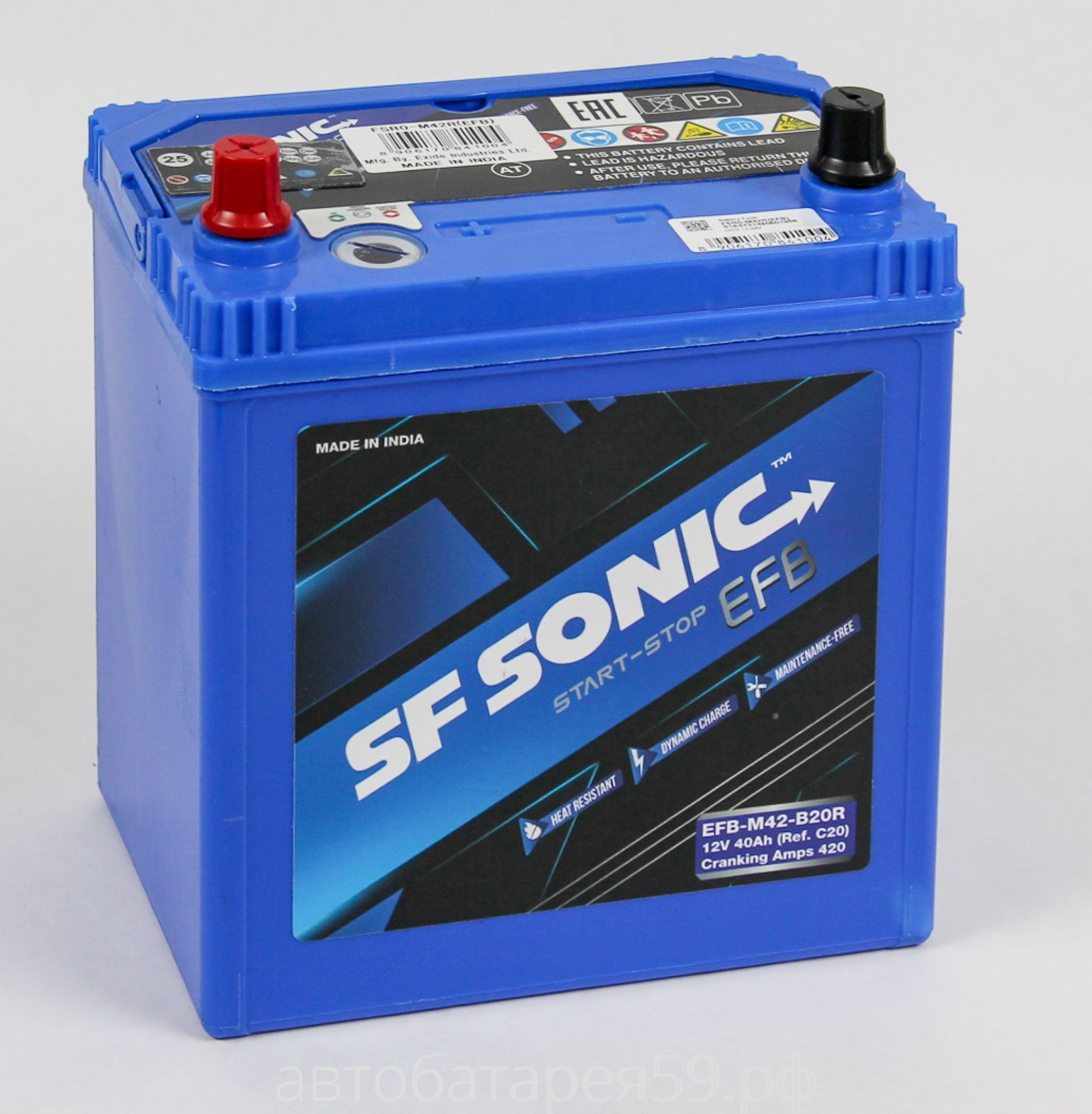 аккумулятор sonic efb 40 п.п. тонк.кл. азия