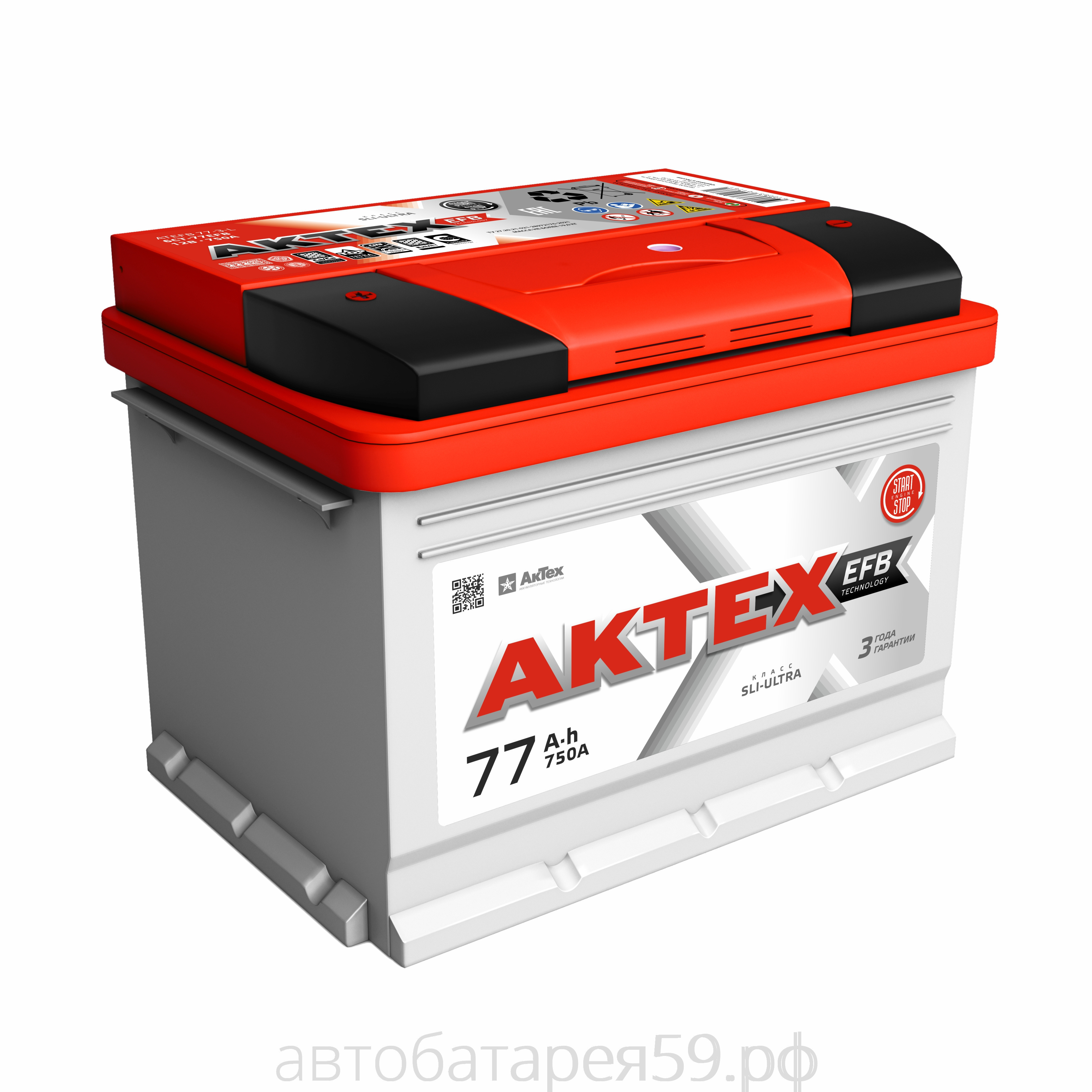 аккумулятор актех 77 п.п. efb