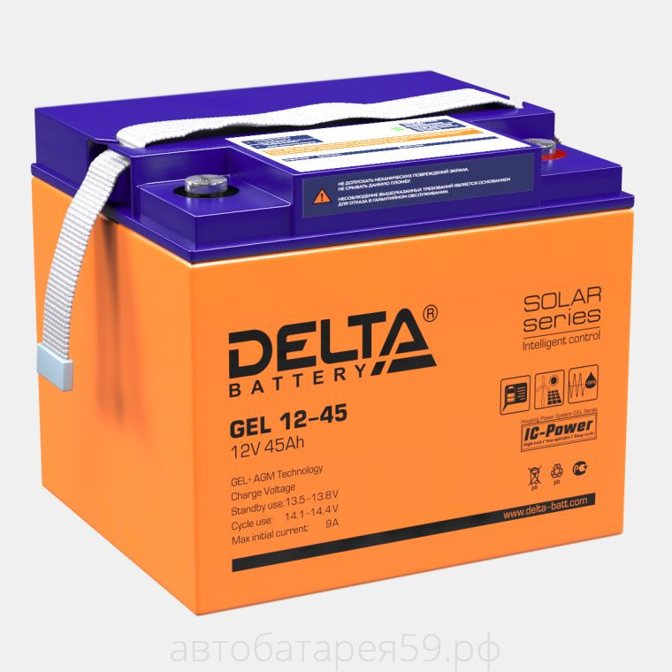 аккумулятор delta gel 12-45